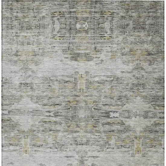 Gray Charcoal And Gold Abstract Washable Indoor Outdoor Area Rug Photo 6