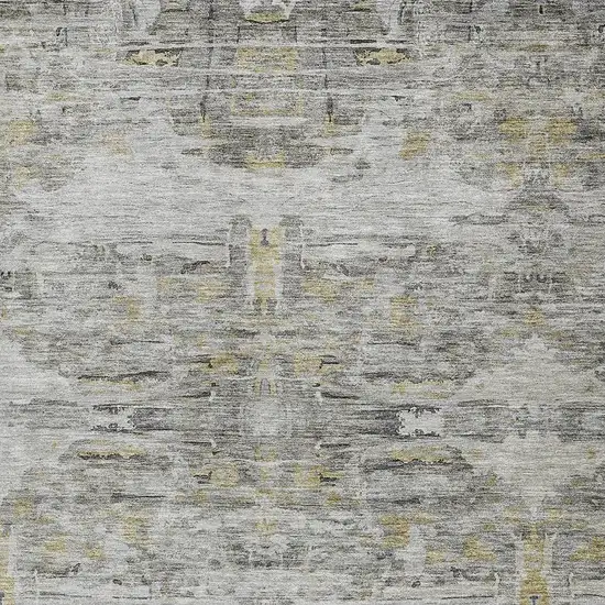 Gray Charcoal And Gold Abstract Washable Indoor Outdoor Area Rug Photo 5