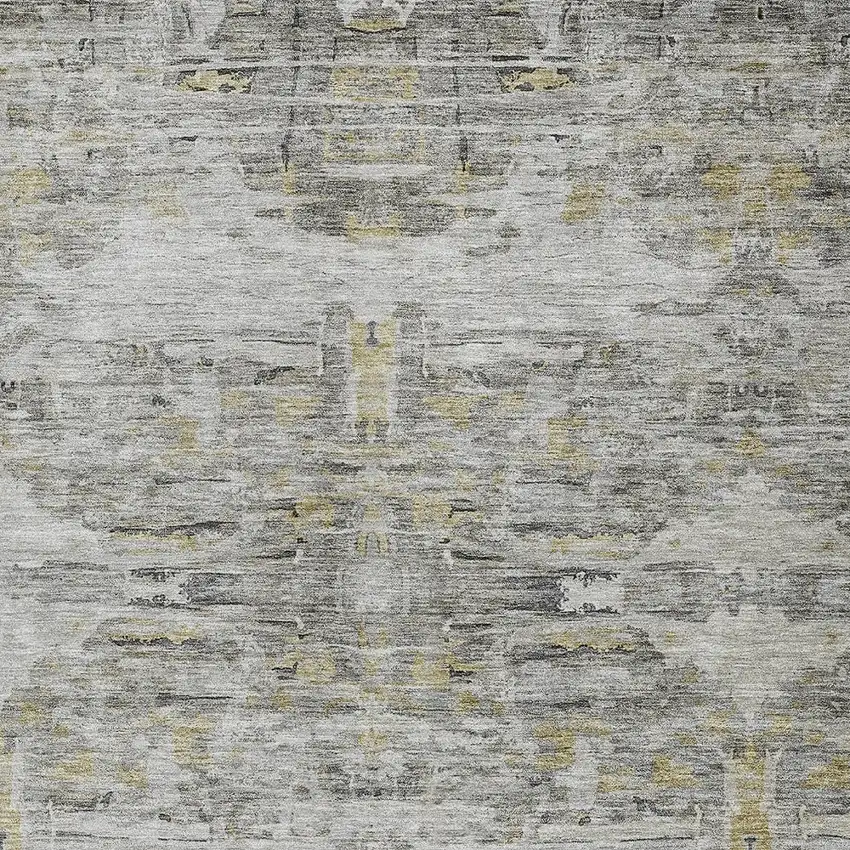 Gray Charcoal And Gold Abstract Washable Indoor Outdoor Area Rug Photo 5