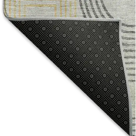Gray Charcoal And Gold Geometric Washable Area Rug With UV Protection Photo 6