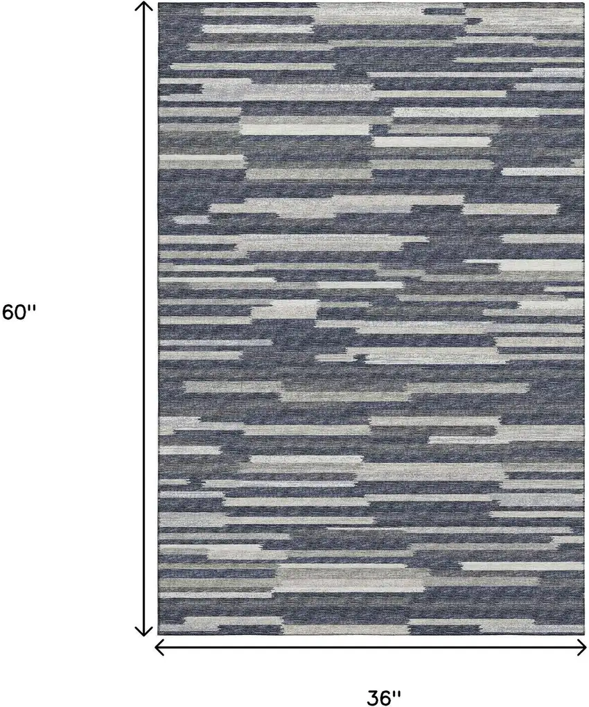 Gray Charcoal And Ivory Abstract Washable Area Rug With UV Protection Photo 3