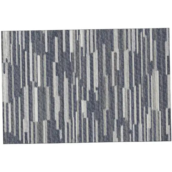 Gray Charcoal And Ivory Abstract Washable Area Rug With UV Protection Photo 2