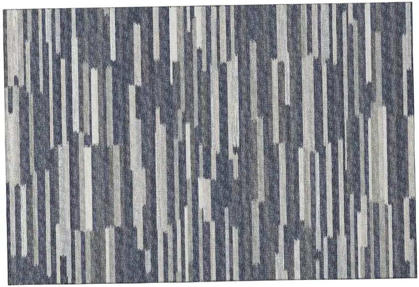 Gray Charcoal And Ivory Abstract Washable Area Rug With UV Protection Photo 2