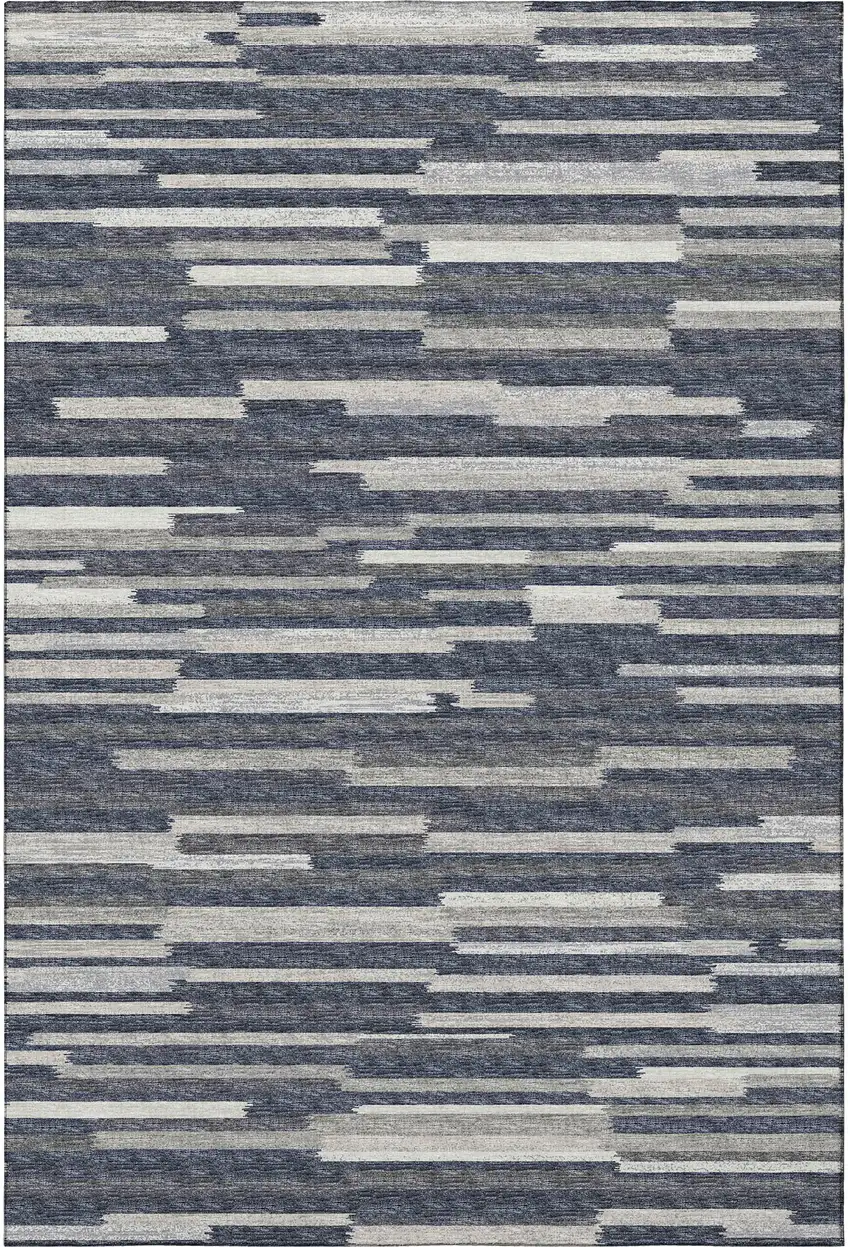 Gray Charcoal And Ivory Abstract Washable Area Rug With UV Protection Photo 6