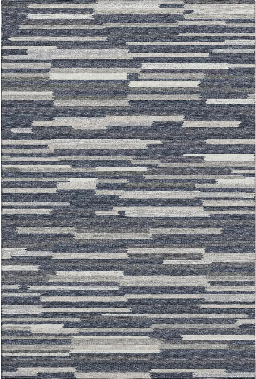 Gray Charcoal And Ivory Abstract Washable Area Rug With UV Protection Photo 2
