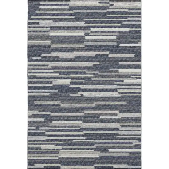 Gray Charcoal And Ivory Abstract Washable Area Rug With UV Protection Photo 2
