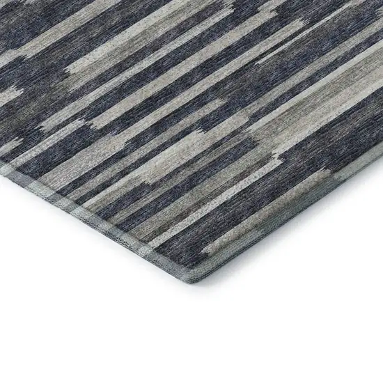 Gray Charcoal And Ivory Abstract Washable Area Rug With UV Protection Photo 7
