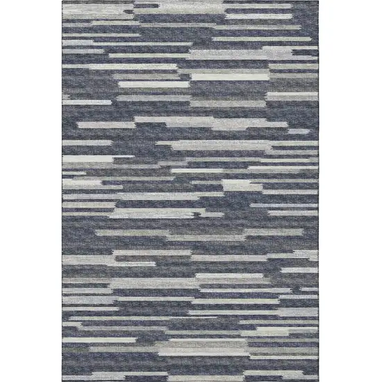Gray Charcoal And Ivory Abstract Washable Area Rug With UV Protection Photo 6