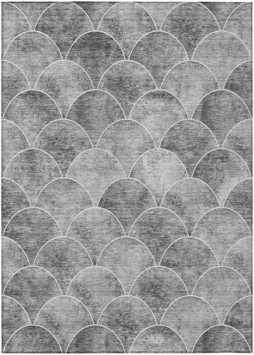 Gray Charcoal And Ivory Abstract Washable Indoor Outdoor Area Rug Photo 2