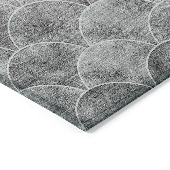 Gray Charcoal And Ivory Abstract Washable Indoor Outdoor Area Rug Photo 4