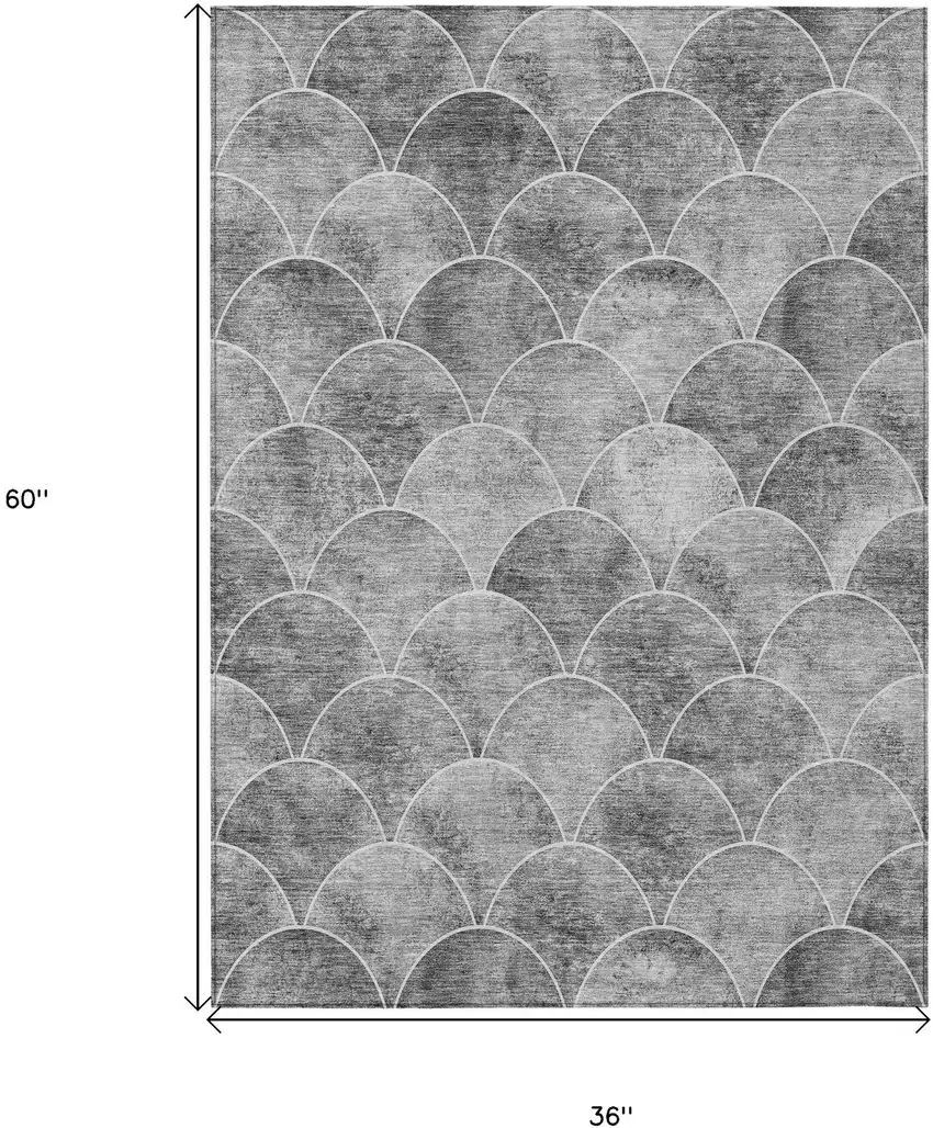 Gray Charcoal And Ivory Abstract Washable Indoor Outdoor Area Rug Photo 3