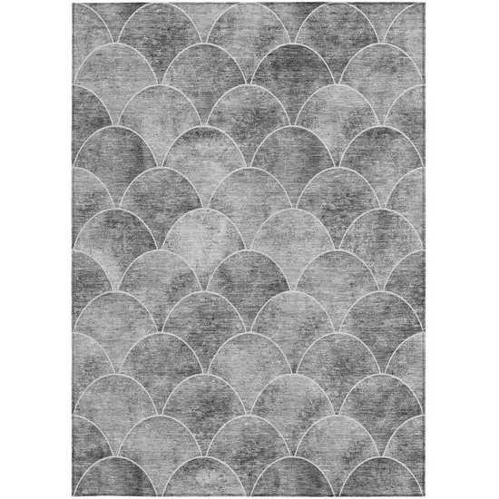 Gray Charcoal And Ivory Abstract Washable Indoor Outdoor Area Rug Photo 6