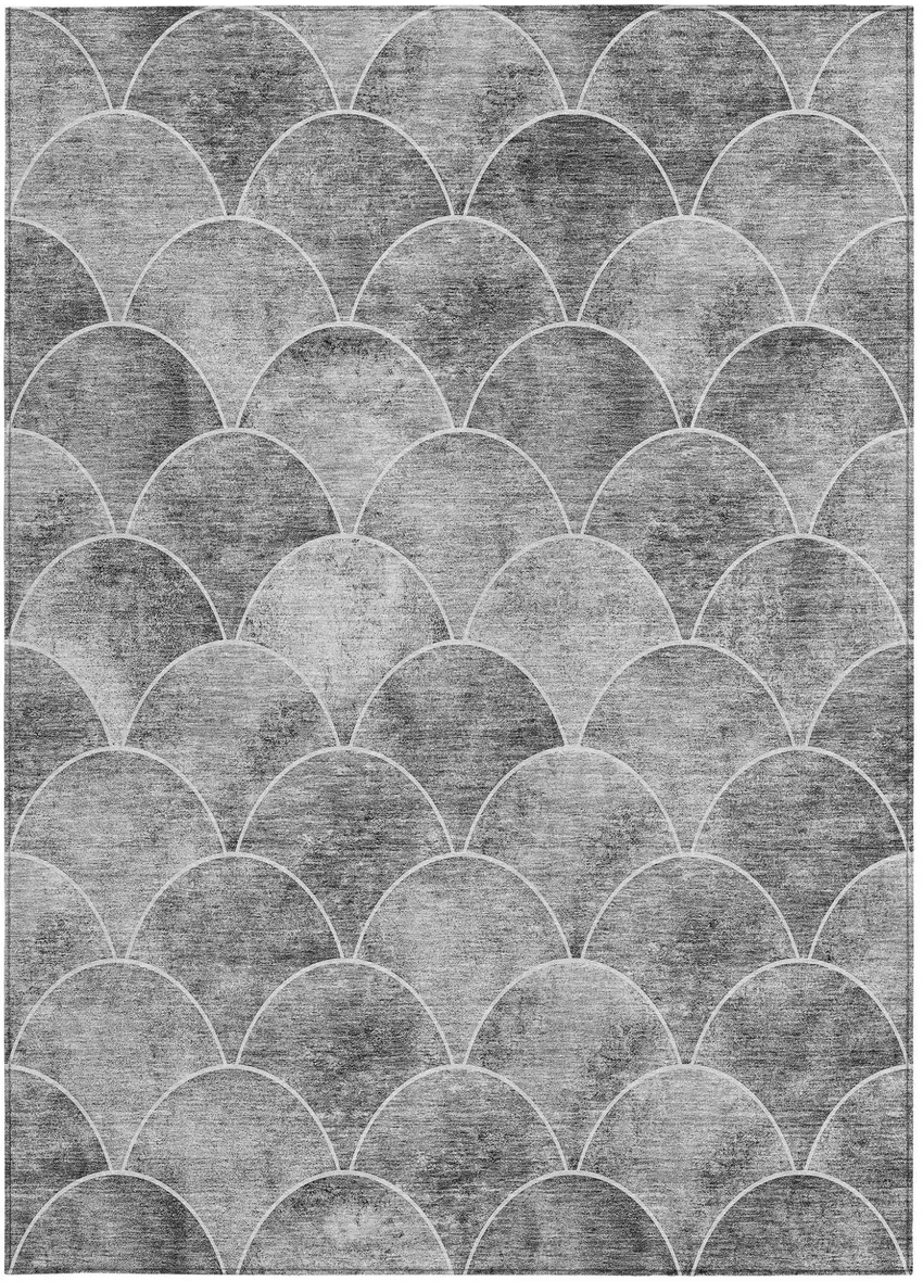 Gray Charcoal And Ivory Abstract Washable Indoor Outdoor Area Rug Photo 6