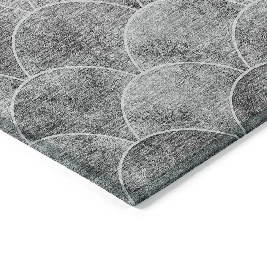 Gray Charcoal And Ivory Abstract Washable Indoor Outdoor Area Rug Photo 5