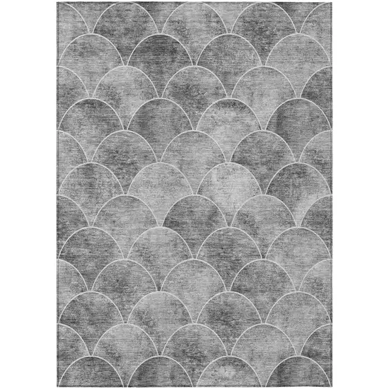 Gray Charcoal And Ivory Abstract Washable Indoor Outdoor Area Rug Photo 2