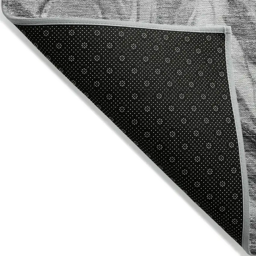 Gray Charcoal And Ivory Abstract Washable Indoor Outdoor Area Rug Photo 2