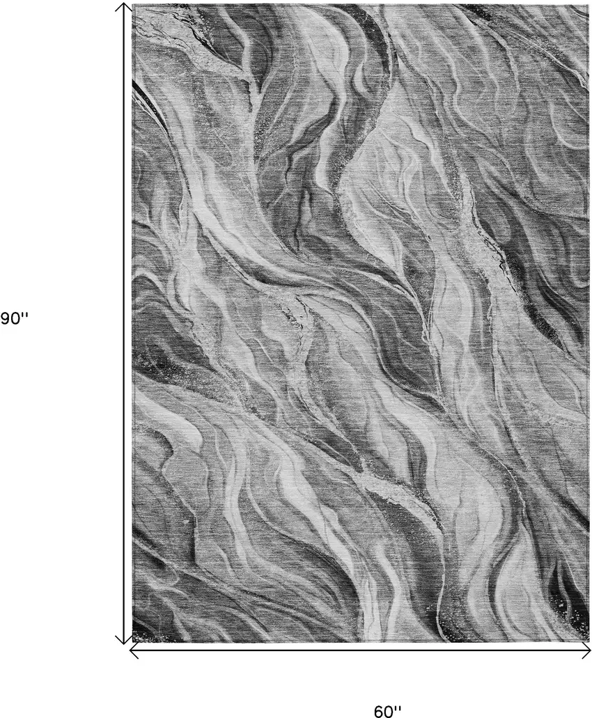 Gray Charcoal And Ivory Abstract Washable Indoor Outdoor Area Rug Photo 9