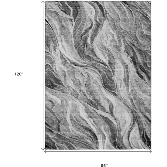 Gray Charcoal And Ivory Abstract Washable Indoor Outdoor Area Rug Photo 3