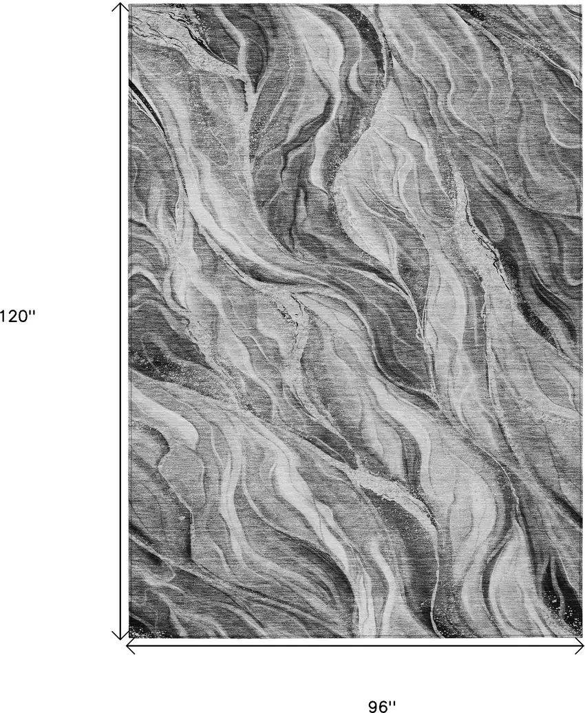 Gray Charcoal And Ivory Abstract Washable Indoor Outdoor Area Rug Photo 3