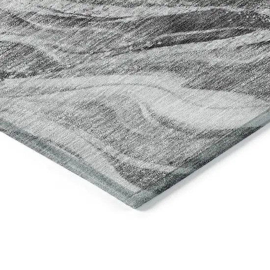 Gray Charcoal And Ivory Abstract Washable Indoor Outdoor Area Rug Photo 3