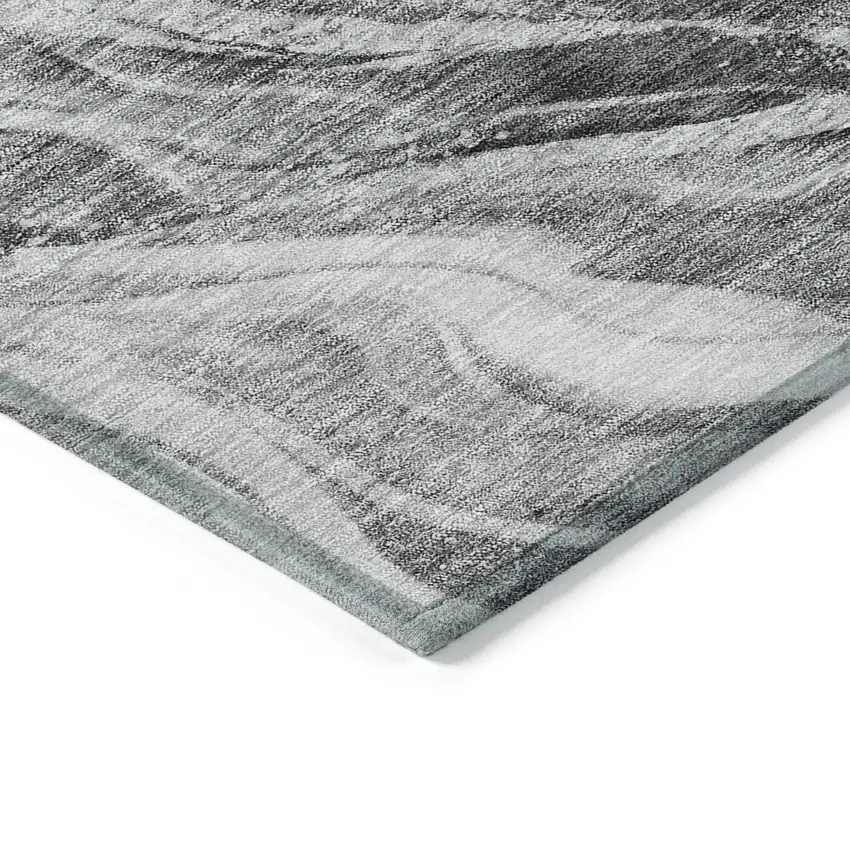 Gray Charcoal And Ivory Abstract Washable Indoor Outdoor Area Rug Photo 3