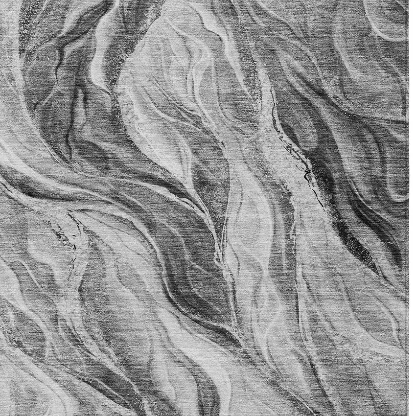 Gray Charcoal And Ivory Abstract Washable Indoor Outdoor Area Rug Photo 4