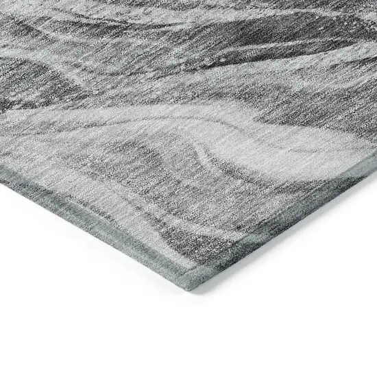 Gray Charcoal And Ivory Abstract Washable Indoor Outdoor Area Rug Photo 3
