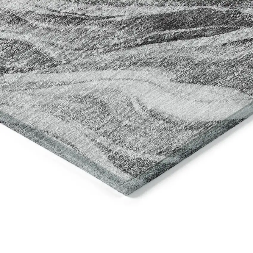 Gray Charcoal And Ivory Abstract Washable Indoor Outdoor Area Rug Photo 3