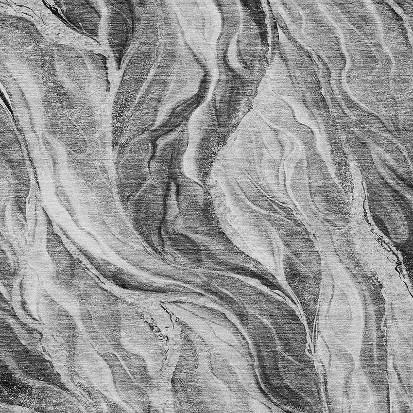 Gray Charcoal And Ivory Abstract Washable Indoor Outdoor Area Rug Photo 4