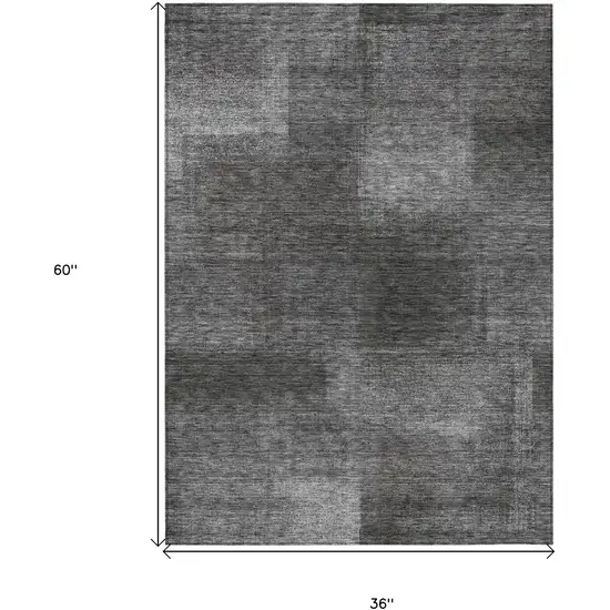 Gray Charcoal And Ivory Abstract Washable Indoor Outdoor Area Rug Photo 7