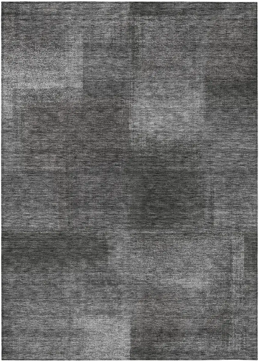 Gray Charcoal And Ivory Abstract Washable Indoor Outdoor Area Rug Photo 1