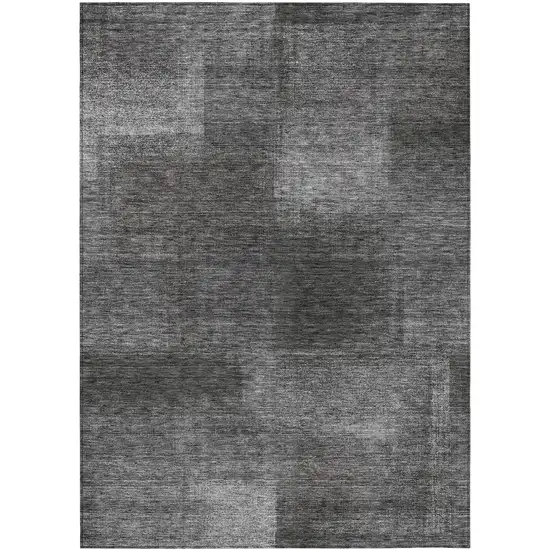 Gray Charcoal And Ivory Abstract Washable Indoor Outdoor Area Rug Photo 1