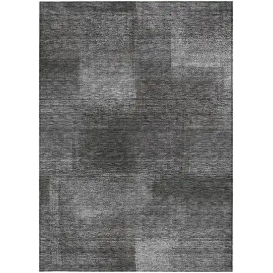 Gray Charcoal And Ivory Abstract Washable Indoor Outdoor Area Rug Photo 5