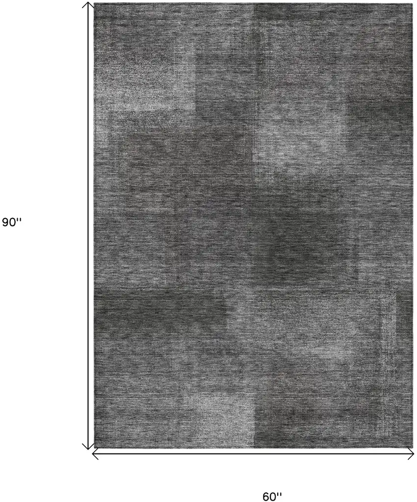 Gray Charcoal And Ivory Abstract Washable Indoor Outdoor Area Rug Photo 3