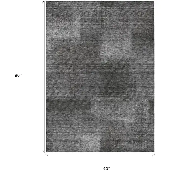 Gray Charcoal And Ivory Abstract Washable Indoor Outdoor Area Rug Photo 3
