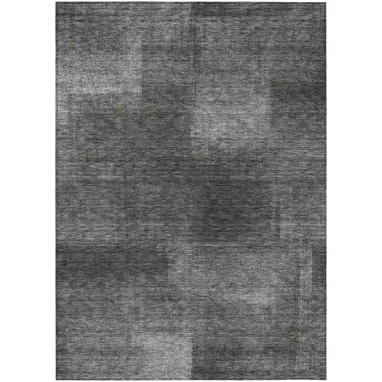 Gray Charcoal And Ivory Abstract Washable Indoor Outdoor Area Rug Photo 1