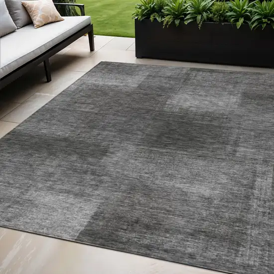 Gray Charcoal And Ivory Abstract Washable Indoor Outdoor Area Rug Photo 1