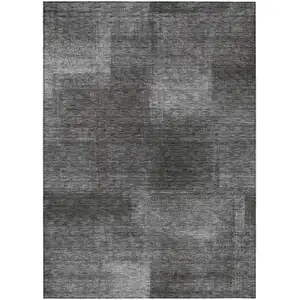 Photo of Gray Charcoal And Ivory Abstract Washable Indoor Outdoor Area Rug