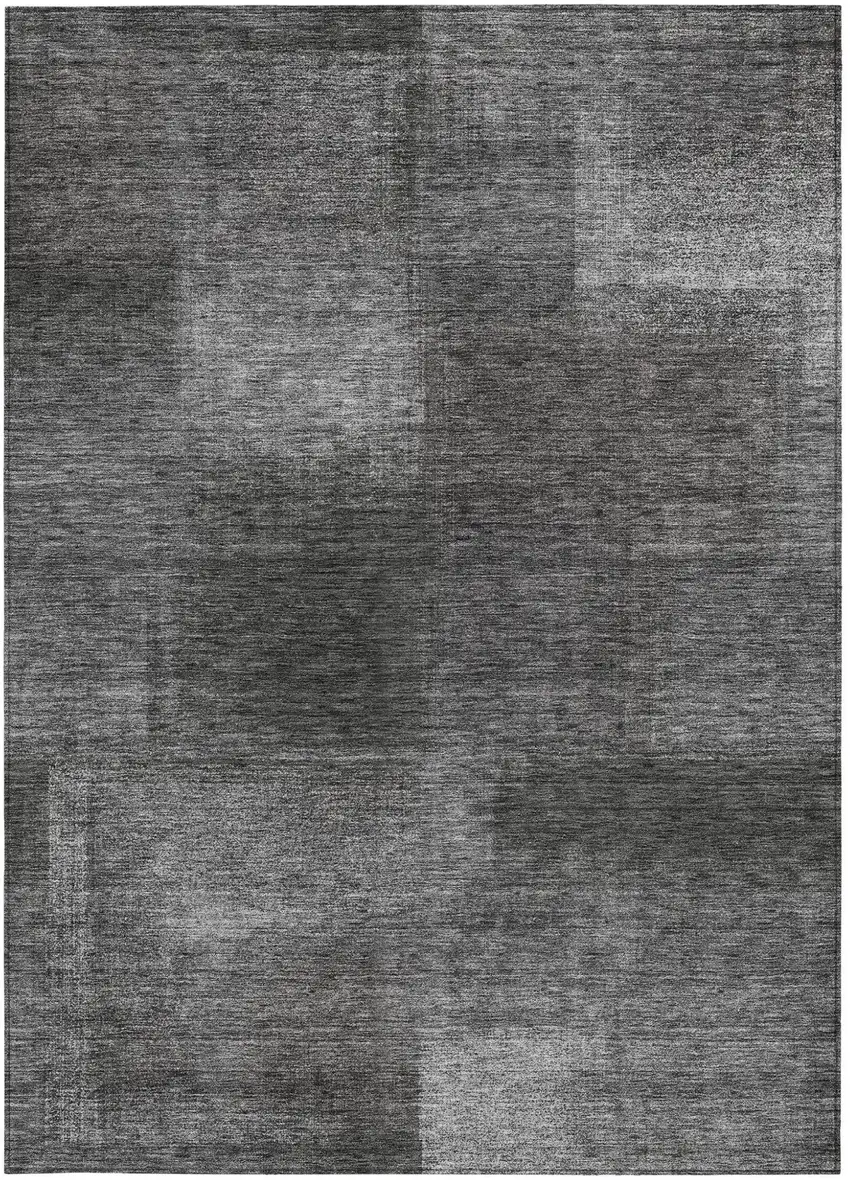 Gray Charcoal And Ivory Abstract Washable Indoor Outdoor Area Rug Photo 5