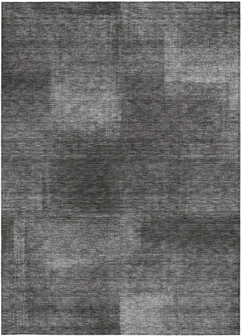 Gray Charcoal And Ivory Abstract Washable Indoor Outdoor Area Rug Photo 5