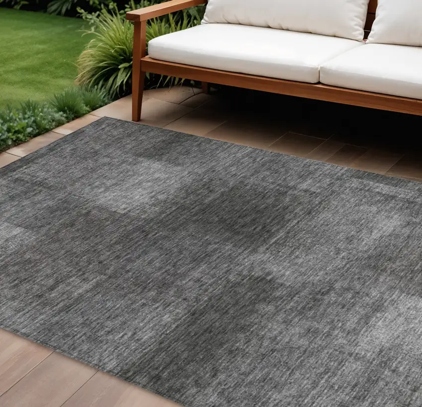 Gray Charcoal And Ivory Abstract Washable Indoor Outdoor Area Rug Photo 1