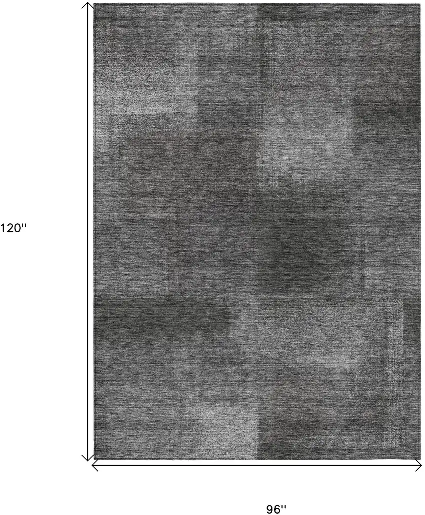 Gray Charcoal And Ivory Abstract Washable Indoor Outdoor Area Rug Photo 3