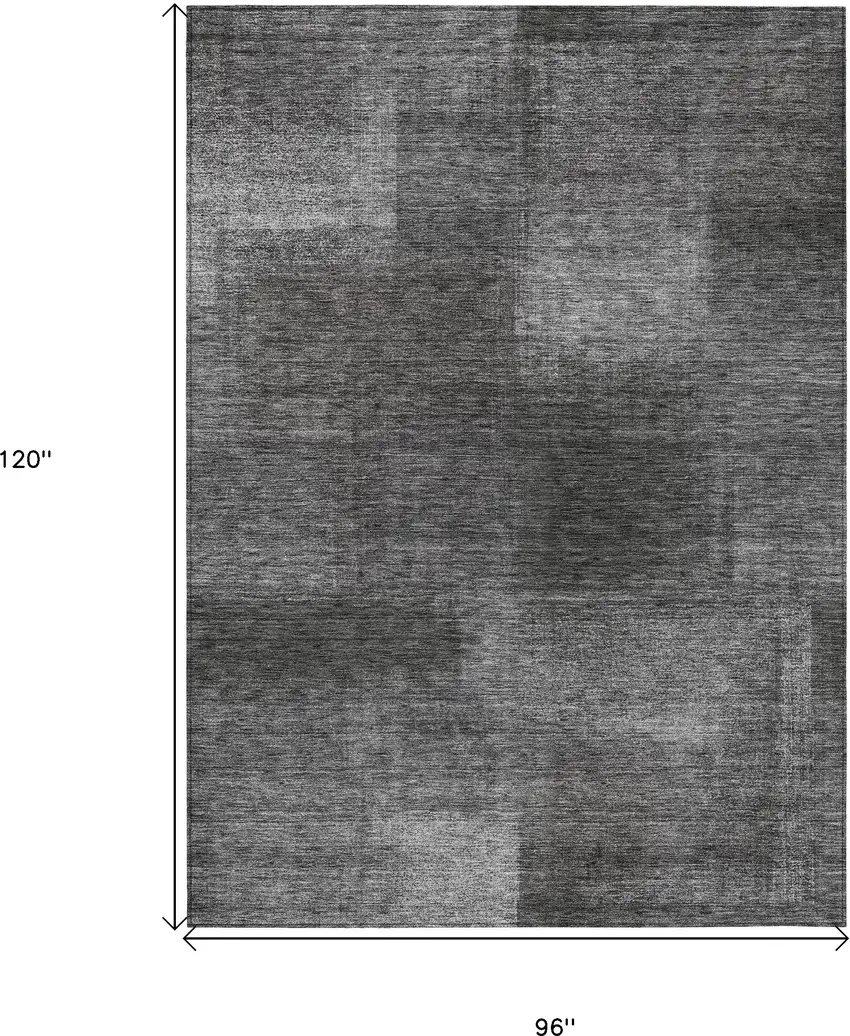 Gray Charcoal And Ivory Abstract Washable Indoor Outdoor Area Rug Photo 3