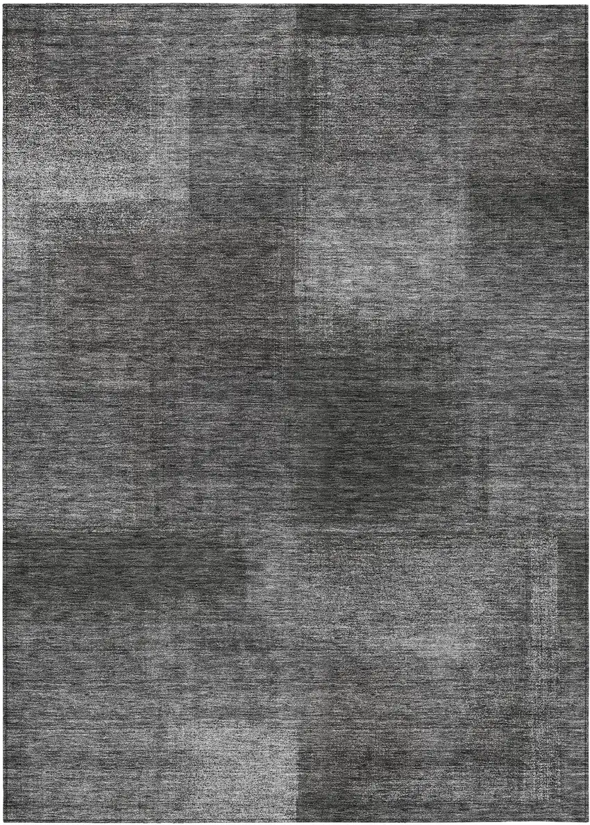 Gray Charcoal And Ivory Abstract Washable Indoor Outdoor Area Rug Photo 1