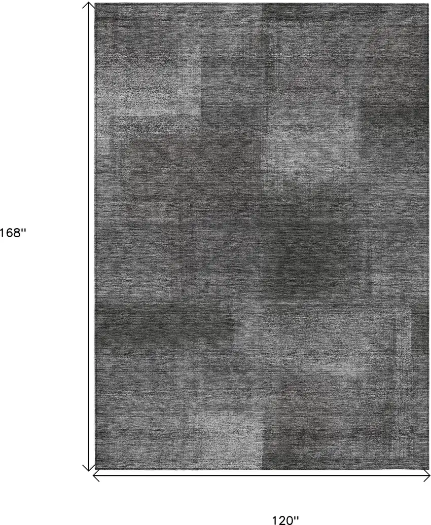 Gray Charcoal And Ivory Abstract Washable Indoor Outdoor Area Rug Photo 3