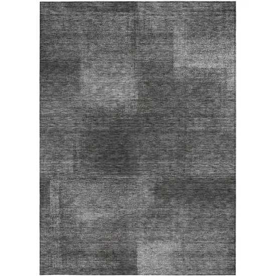 Gray Charcoal And Ivory Abstract Washable Indoor Outdoor Area Rug Photo 5