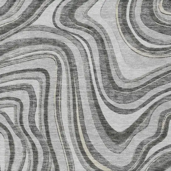 Gray Charcoal And Ivory Abstract Washable Indoor Outdoor Area Rug Photo 4