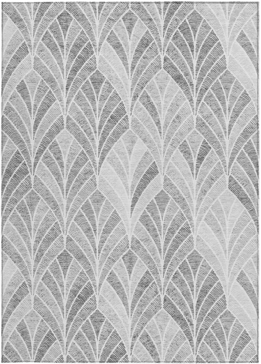 Gray Charcoal And Ivory Geometric Washable Indoor Outdoor Area Rug Photo 7
