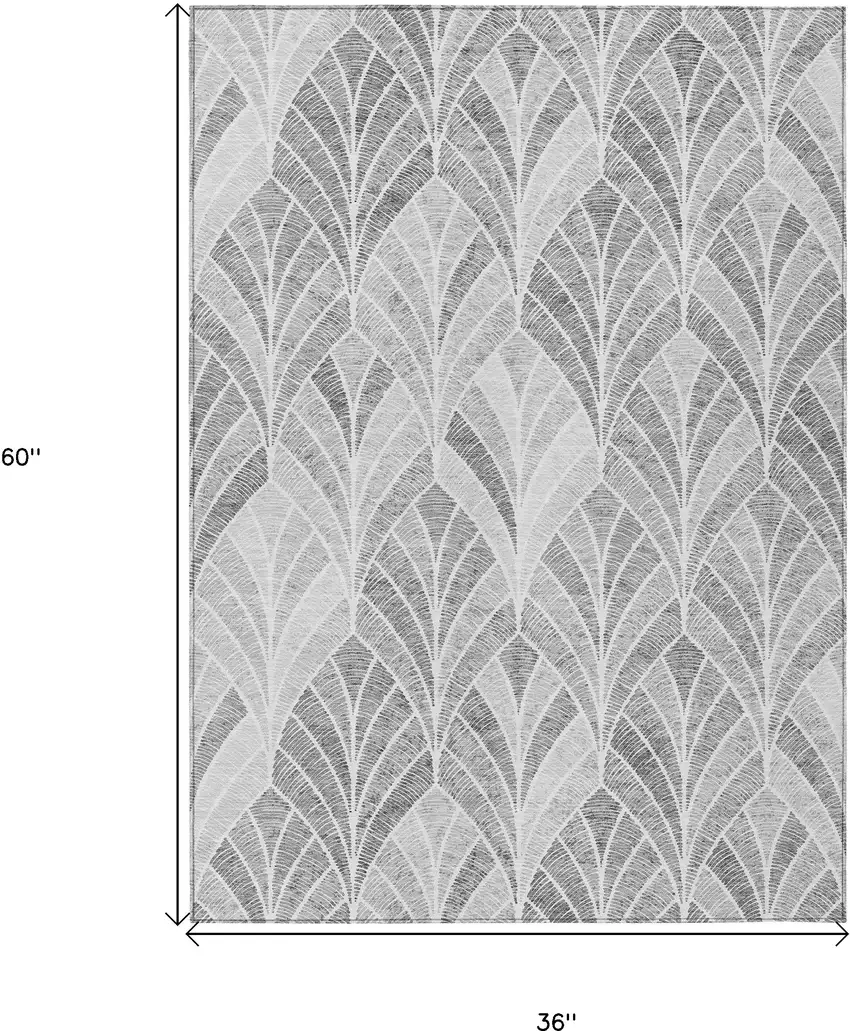 Gray Charcoal And Ivory Geometric Washable Indoor Outdoor Area Rug Photo 3