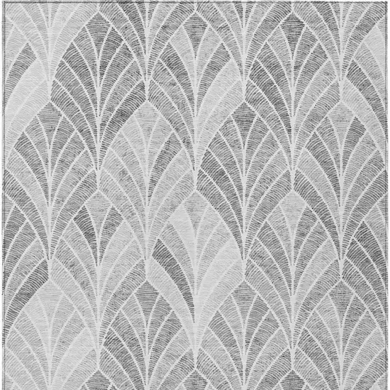 Gray Charcoal And Ivory Geometric Washable Indoor Outdoor Area Rug Photo 8
